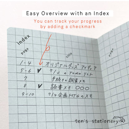 isshoni. numbered MINI notebook grid / Daigo